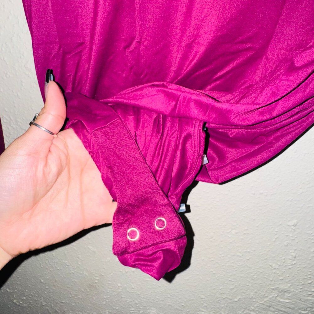 Victoria's Secret Dark Plum Satin Long Sleeve High Neck Bodysuit - Picture 4 of 6